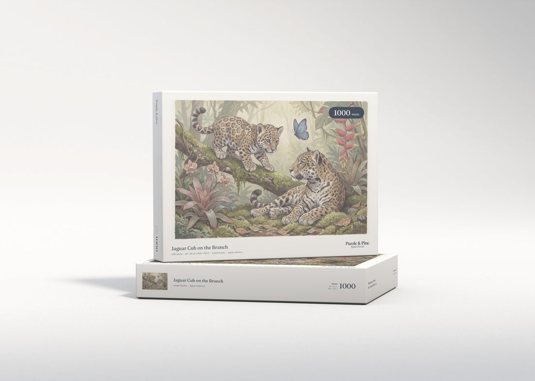 Jaguar Cub on the Branch jigsaw puzzle - gift box