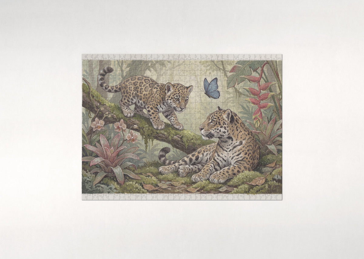 Jaguar Cub on the Branch jigsaw puzzle - flat puzzle