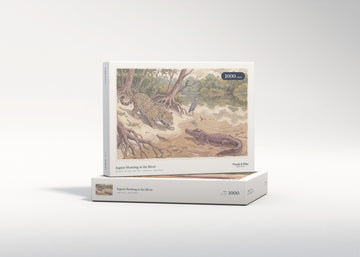 Jaguar Hunting at the River jigsaw puzzle - gift box