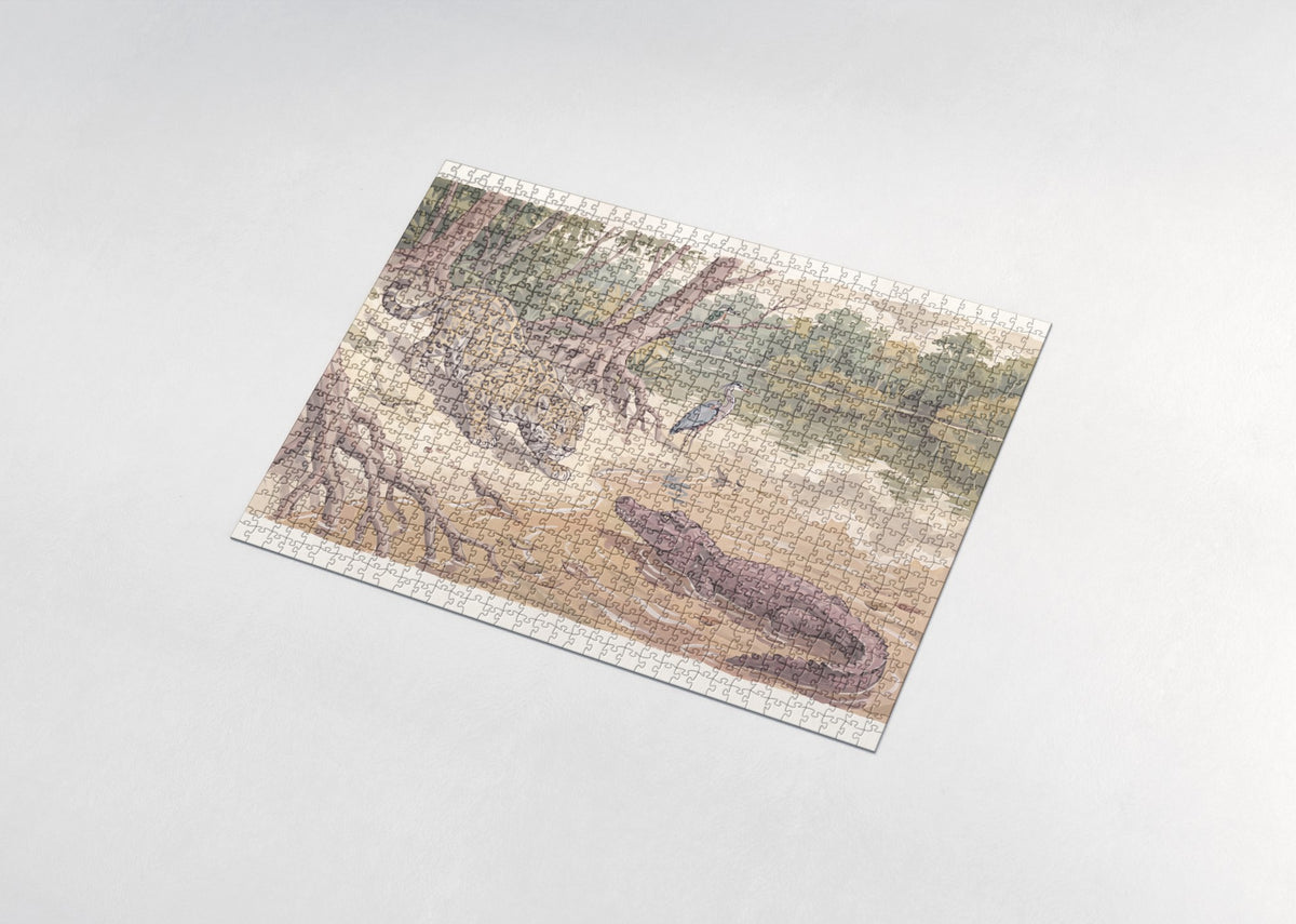 Jaguar Hunting at the River jigsaw puzzle - assembled puzzle