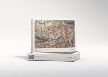 Jaguar Portrait with Golden Eyes jigsaw puzzle - gift box