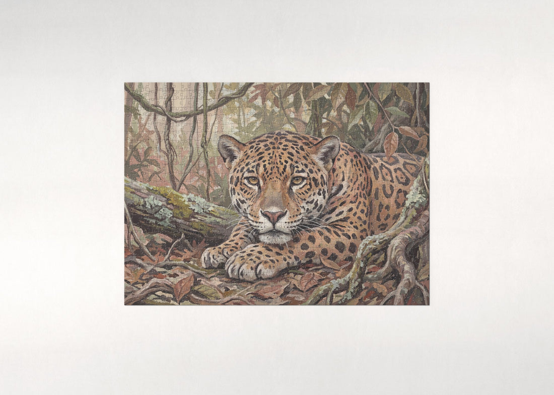 Jaguar Portrait with Golden Eyes jigsaw puzzle - gift box