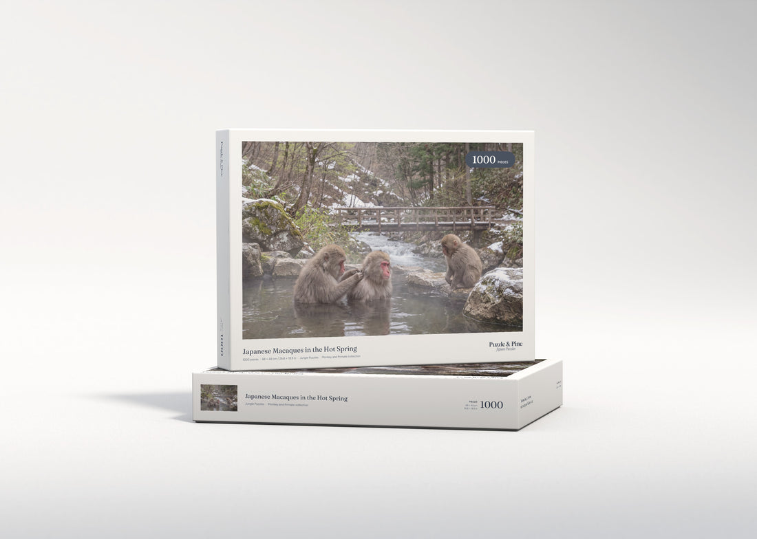 Japanese Macaques in the Hot Spring jigsaw puzzle - gift box
