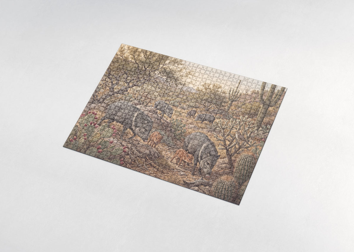 Javelina Herd in the Cactus Valley jigsaw puzzle - assembled puzzle
