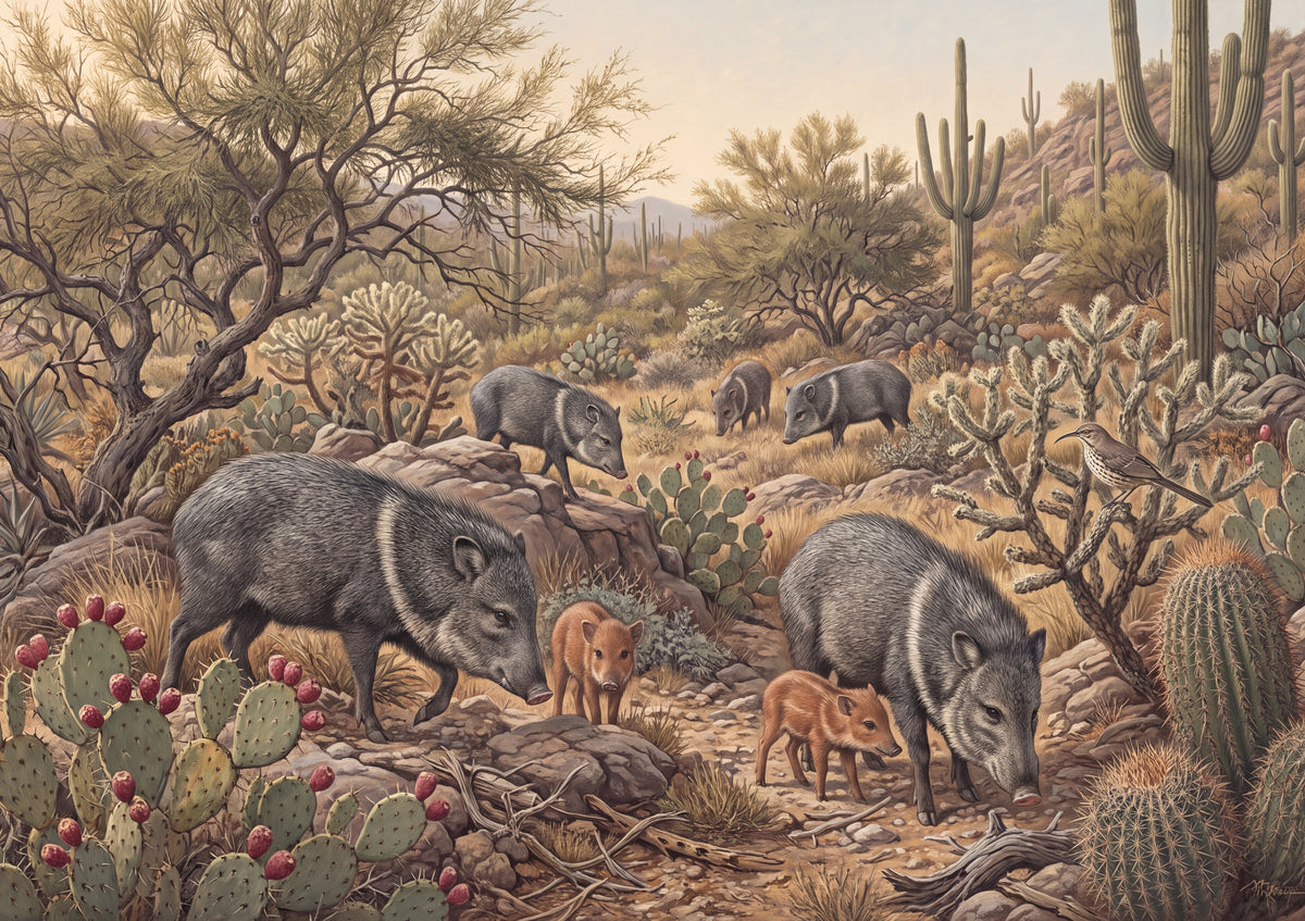 Javelina Herd in the Cactus Valley jigsaw puzzle