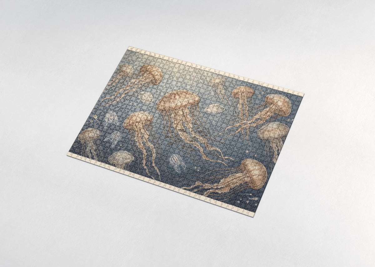 Jellyfish Bloom in the Deep Blue jigsaw puzzle - assembled puzzle