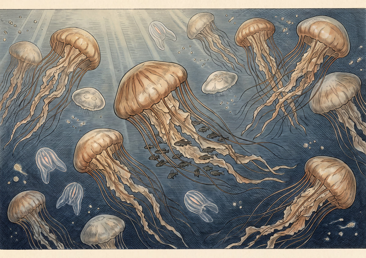 Jellyfish Bloom in the Deep Blue jigsaw puzzle