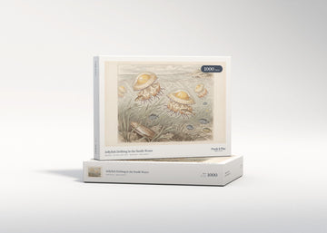 Jellyfish Drifting in the Sunlit Water jigsaw puzzle - gift box