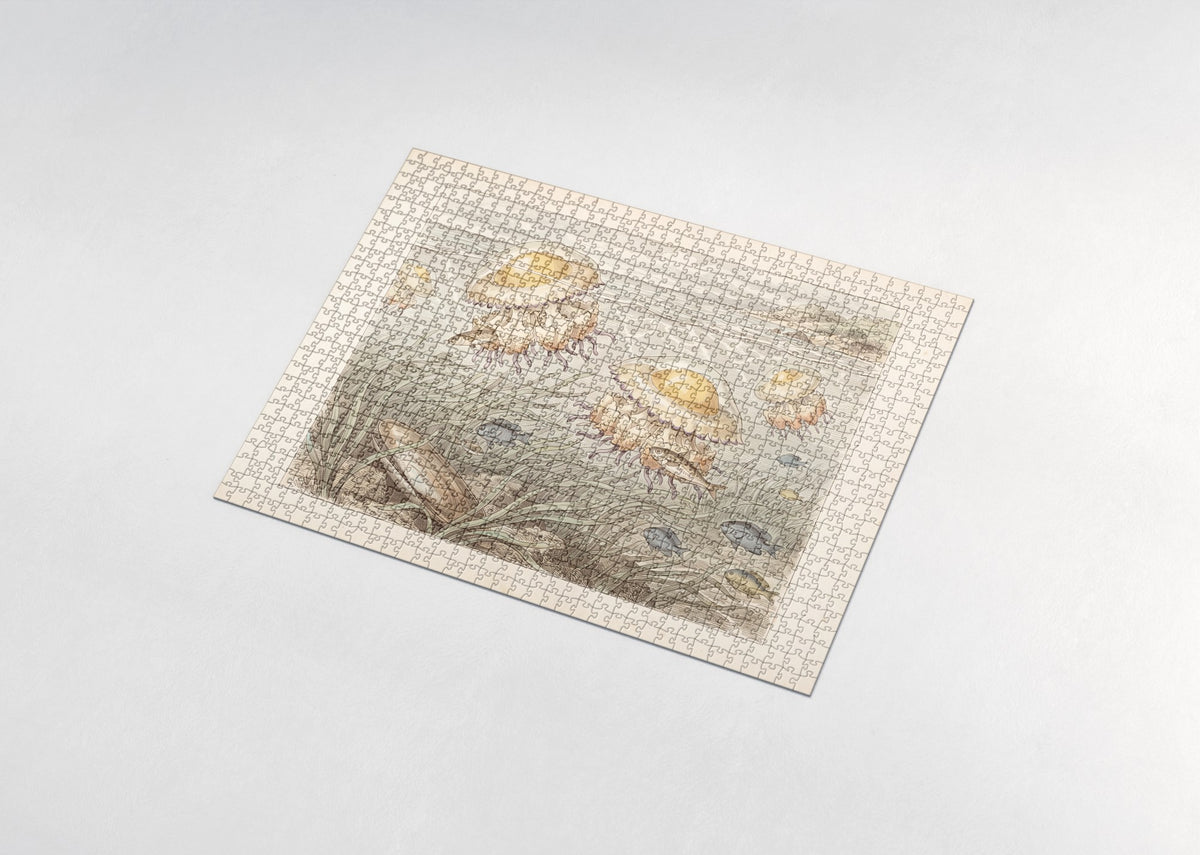 Jellyfish Drifting in the Sunlit Water jigsaw puzzle - assembled puzzle