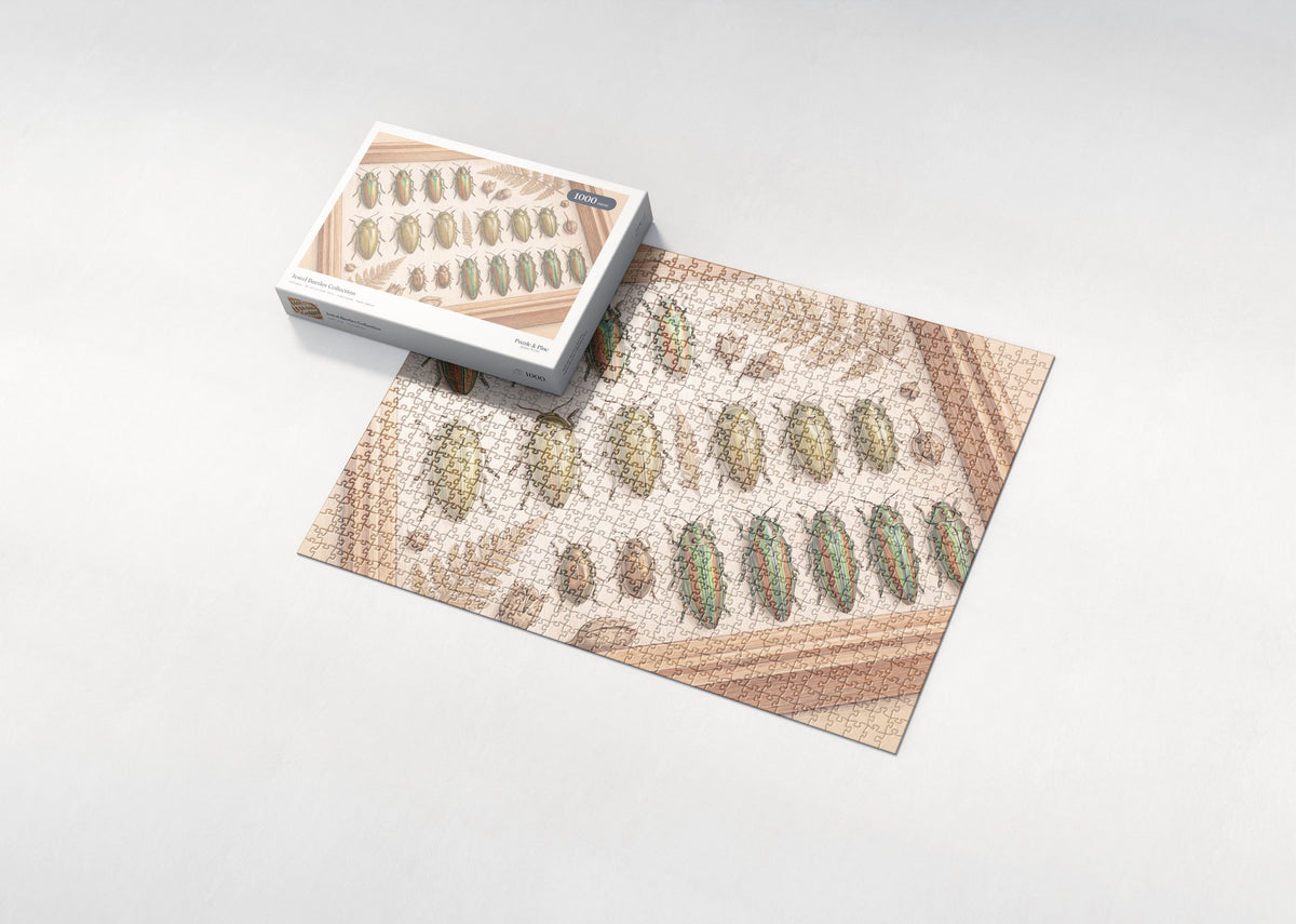 Jewel Beetles Collection jigsaw puzzle - box and puzzle