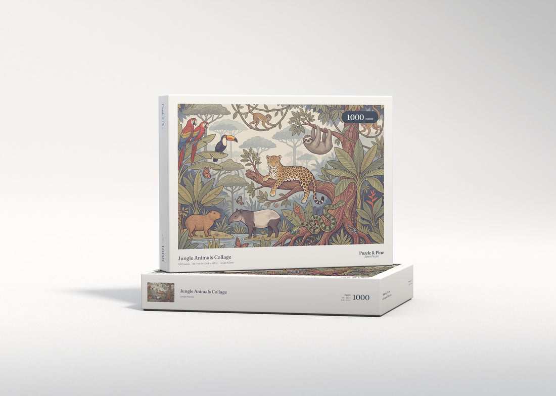 Jungle Animals Collage jigsaw puzzle - gift box