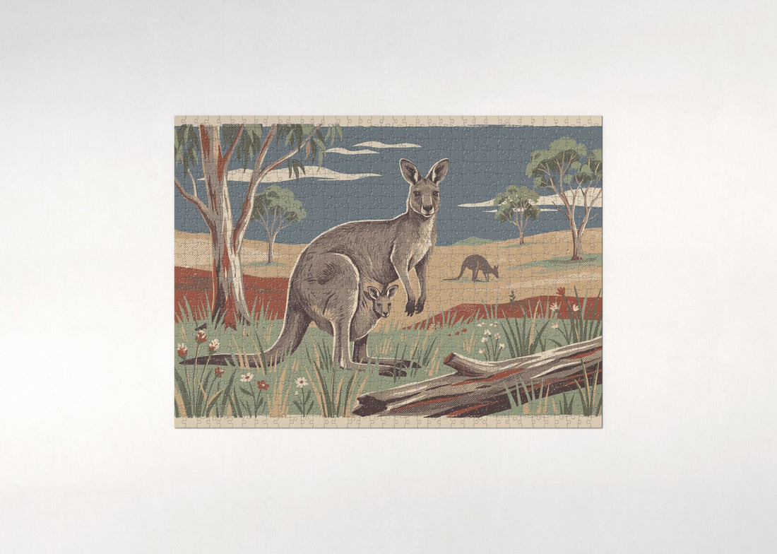 Kangaroo and Joey in the Pouch jigsaw puzzle - gift box