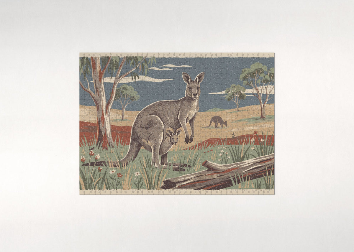 Kangaroo and Joey in the Pouch jigsaw puzzle - flat puzzle