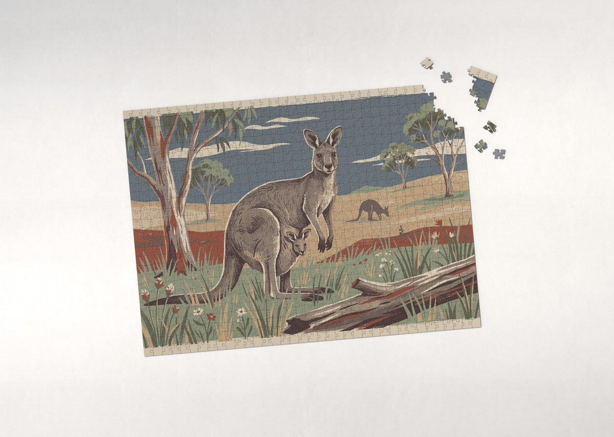 Kangaroo and Joey in the Pouch jigsaw puzzle - puzzle with loose pieces