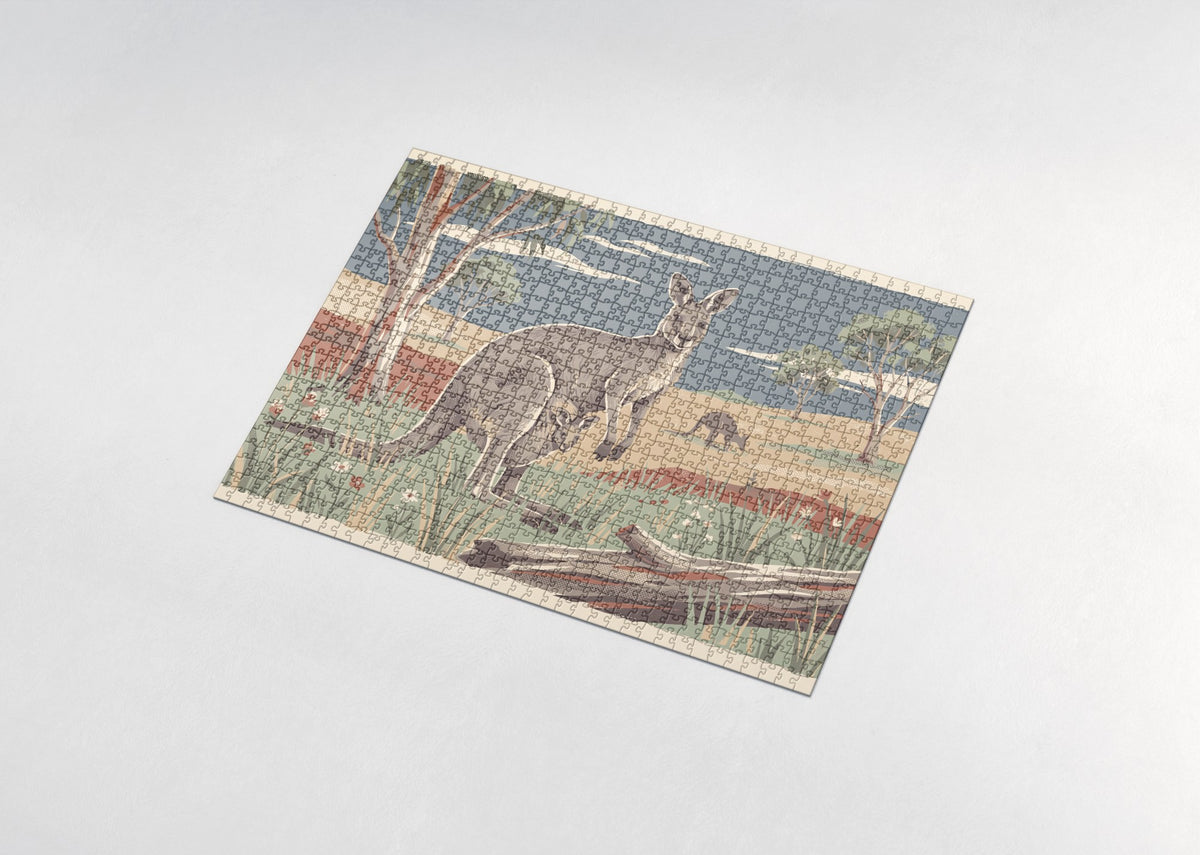 Kangaroo and Joey in the Pouch jigsaw puzzle - assembled puzzle
