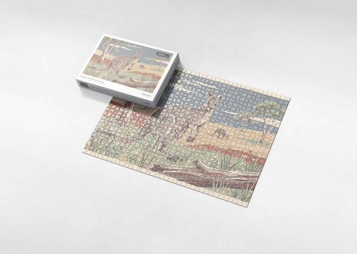 Kangaroo and Joey in the Pouch jigsaw puzzle - box and puzzle