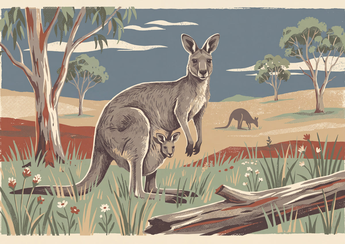 Kangaroo and Joey in the Pouch jigsaw puzzle