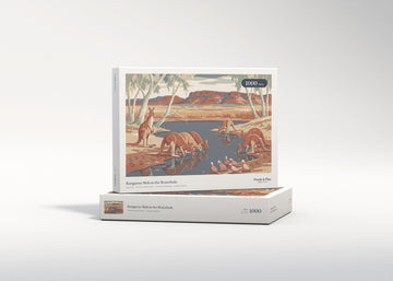 Kangaroo Mob at the Waterhole jigsaw puzzle - gift box