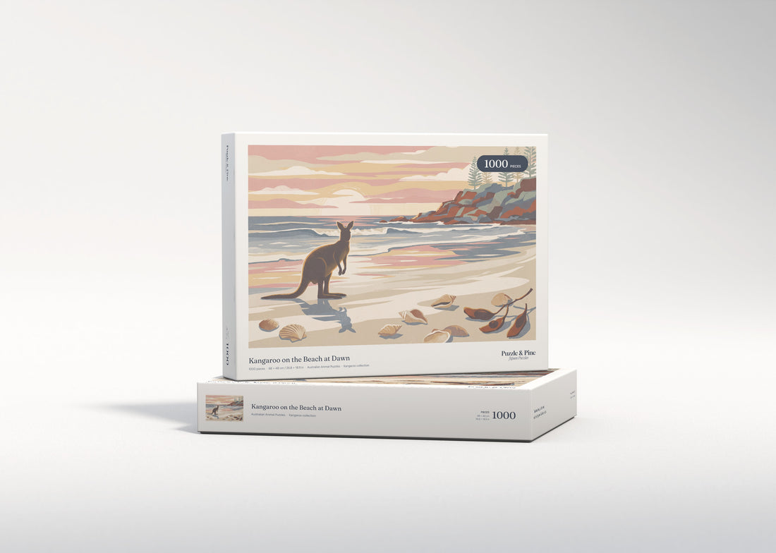 Kangaroo on the Beach at Dawn jigsaw puzzle - gift box