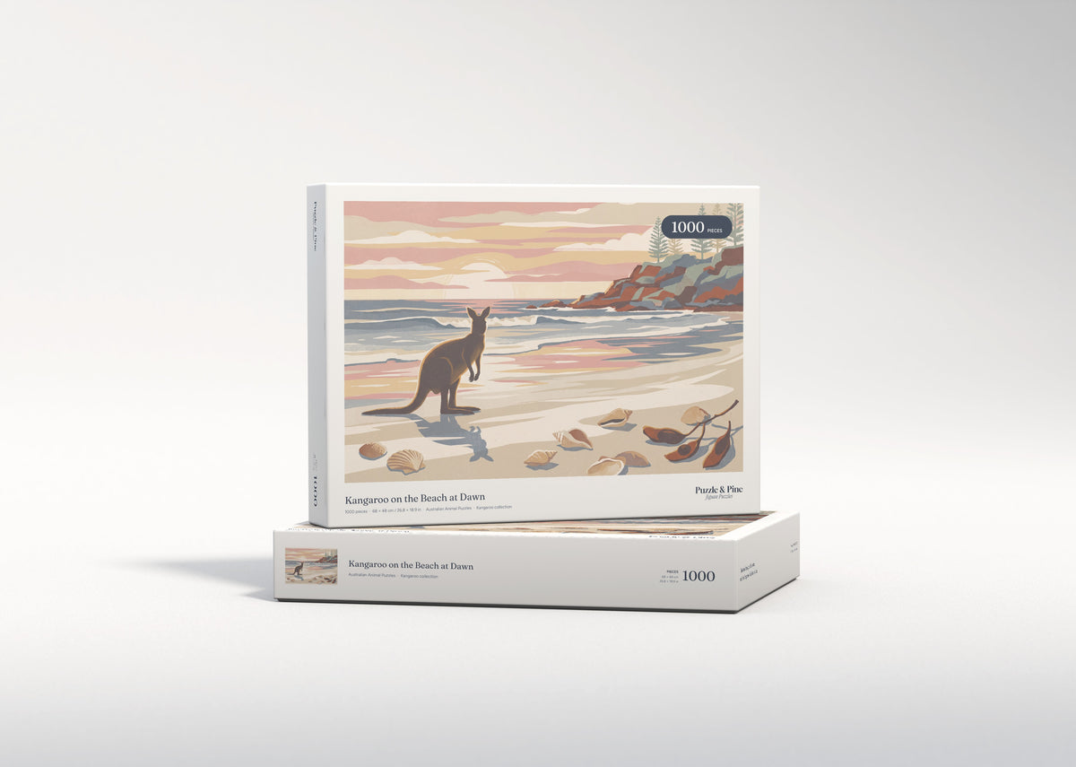 Kangaroo on the Beach at Dawn jigsaw puzzle - gift box