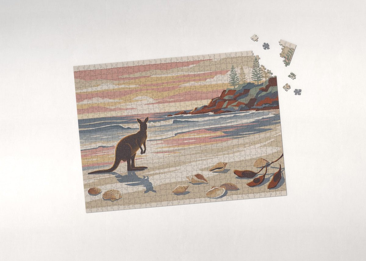 Kangaroo on the Beach at Dawn jigsaw puzzle - puzzle with loose pieces