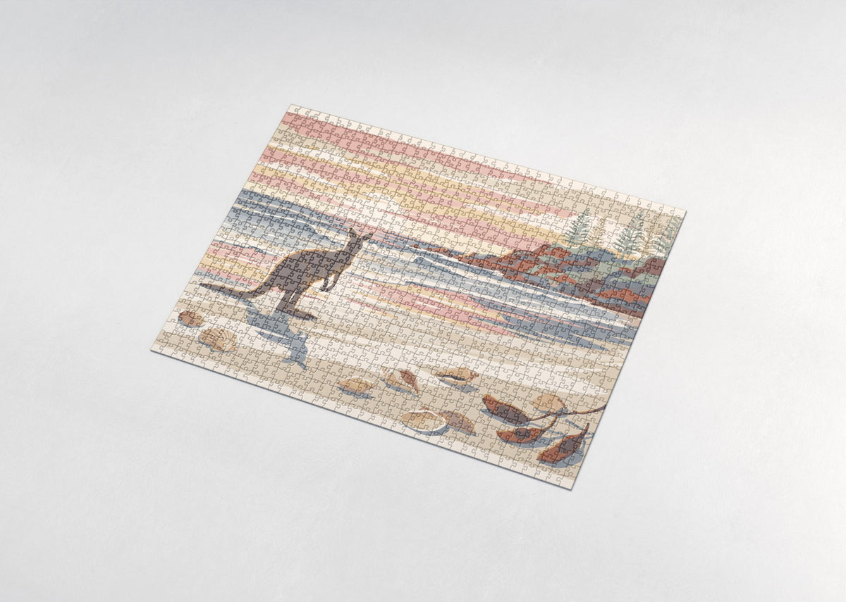 Kangaroo on the Beach at Dawn jigsaw puzzle - assembled puzzle