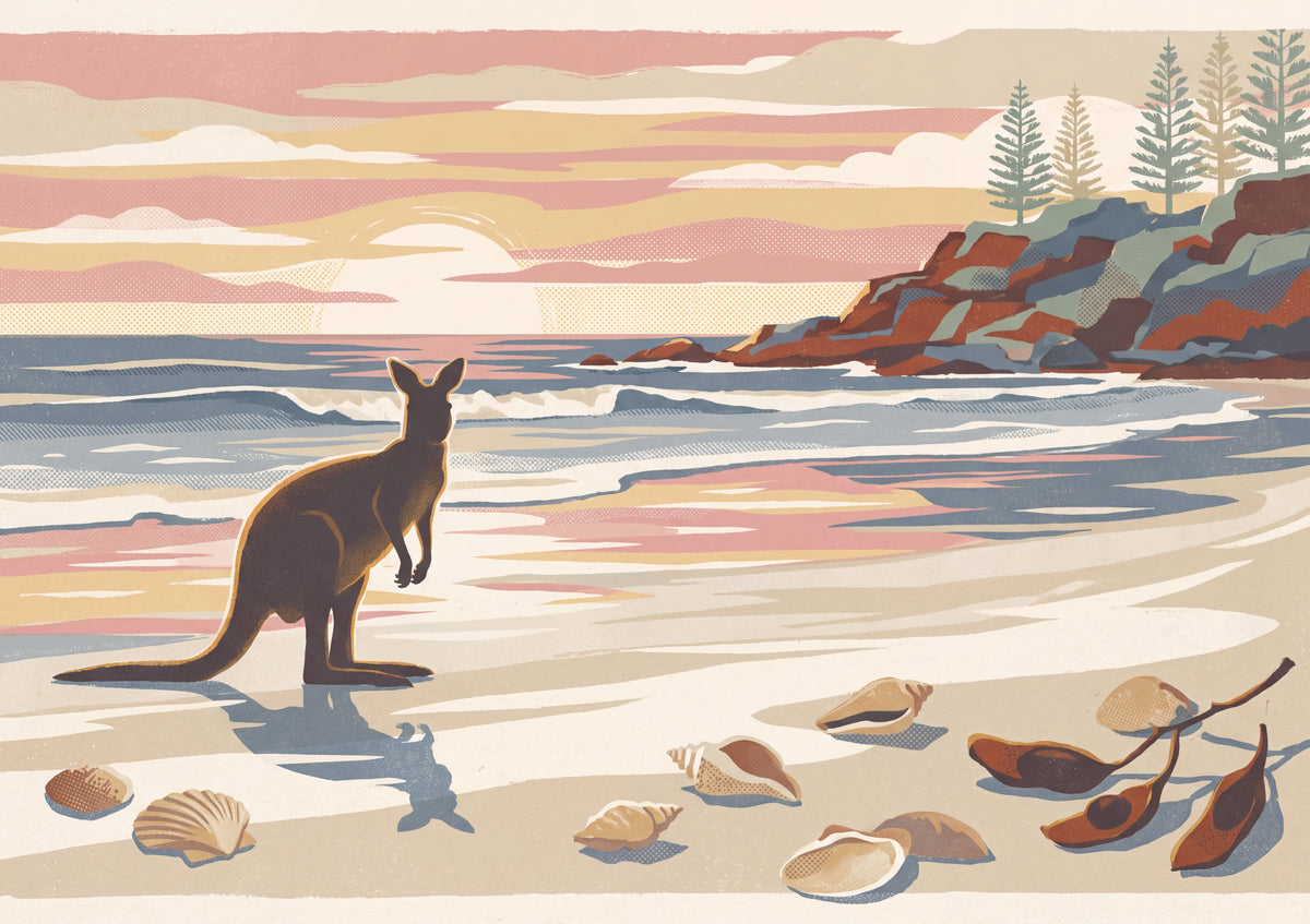 Kangaroo on the Beach at Dawn jigsaw puzzle