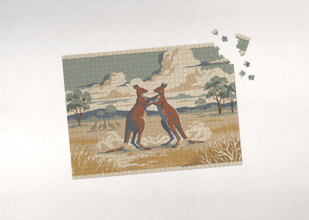 Kangaroos Boxing in the Grassland jigsaw puzzle - puzzle with loose pieces