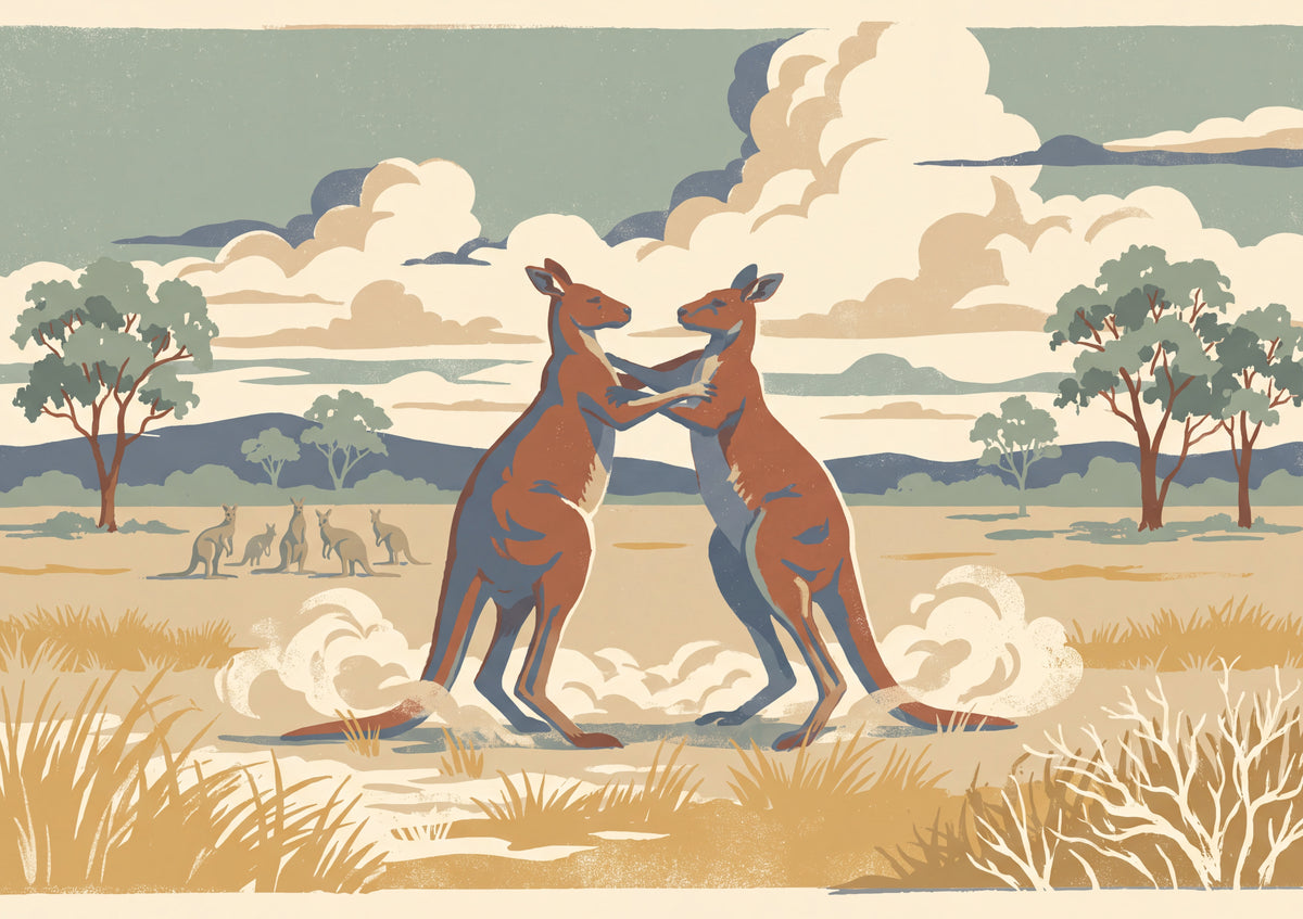 Kangaroos Boxing in the Grassland jigsaw puzzle