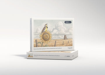 Kansas State Bird and Flower: Western Meadowlark and Sunflower jigsaw puzzle - gift box