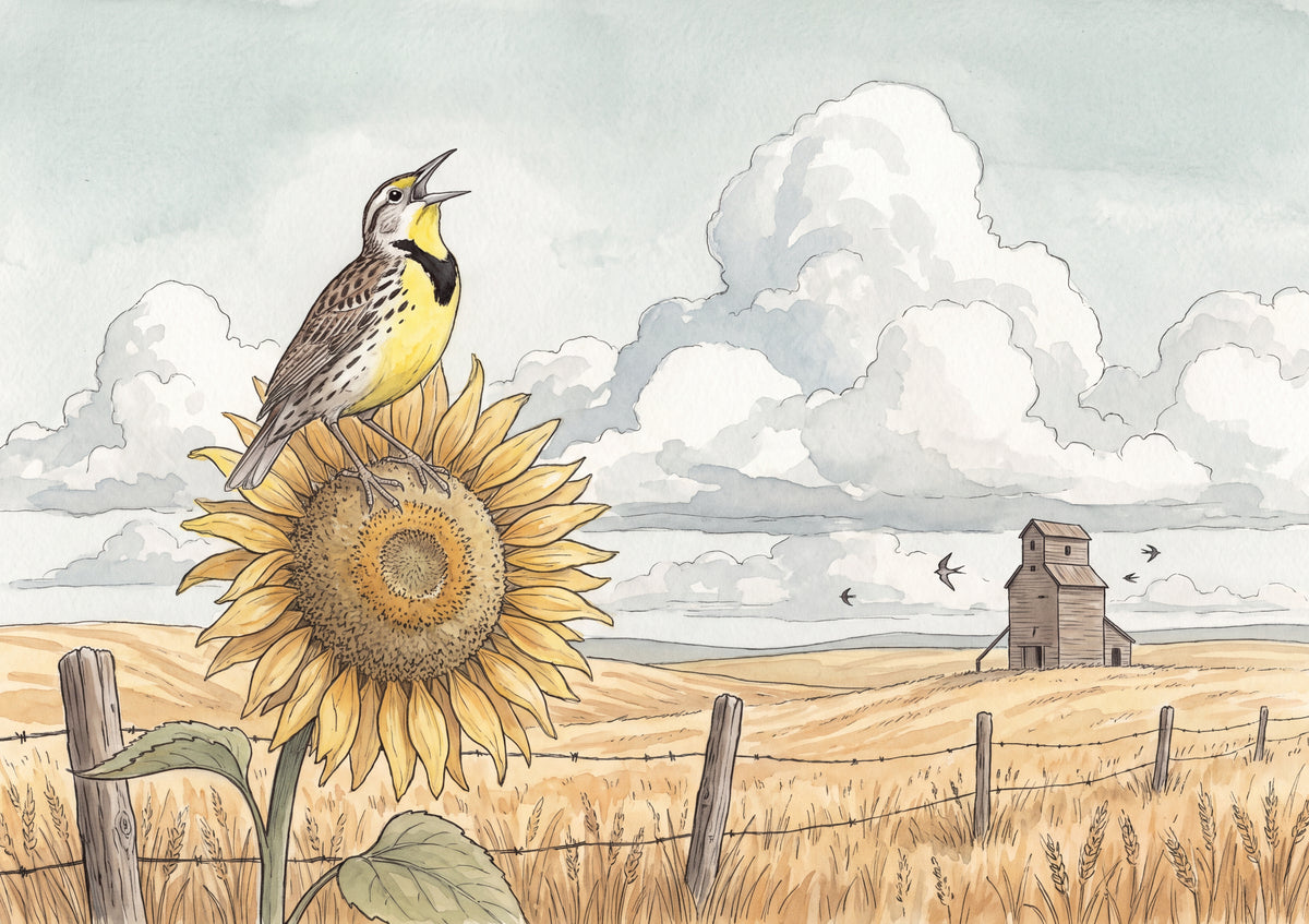 Kansas State Bird and Flower: Western Meadowlark and Sunflower jigsaw puzzle