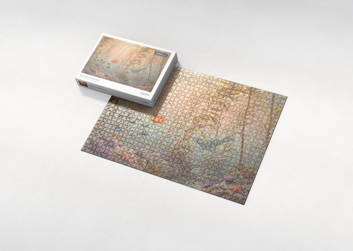 Kelp Forest at Golden Hour jigsaw puzzle - box and puzzle