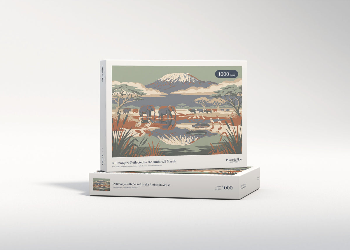 Kilimanjaro Reflected in the Amboseli Marsh jigsaw puzzle - gift box