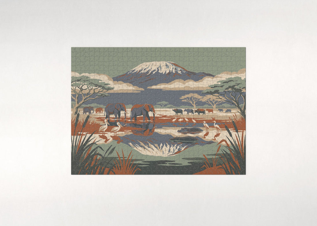 Kilimanjaro Reflected in the Amboseli Marsh jigsaw puzzle - gift box