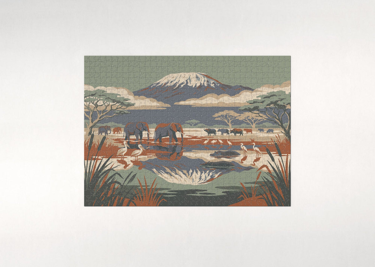 Kilimanjaro Reflected in the Amboseli Marsh jigsaw puzzle - flat puzzle