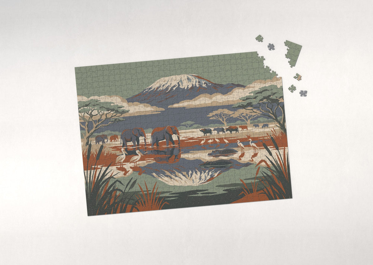 Kilimanjaro Reflected in the Amboseli Marsh jigsaw puzzle - puzzle with loose pieces