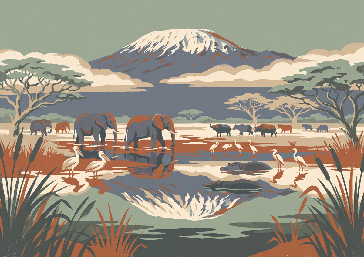 Kilimanjaro Reflected in the Amboseli Marsh jigsaw puzzle