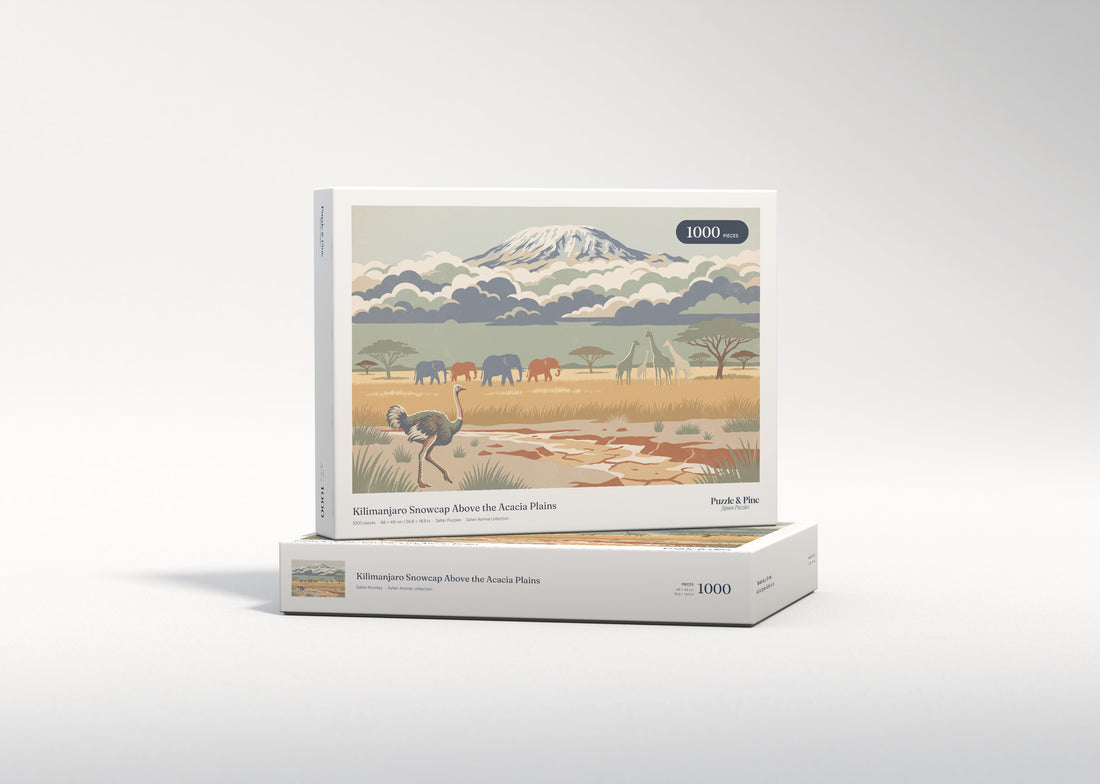 Kilimanjaro Snowcap Above the Acacia Plains jigsaw puzzle - gift box