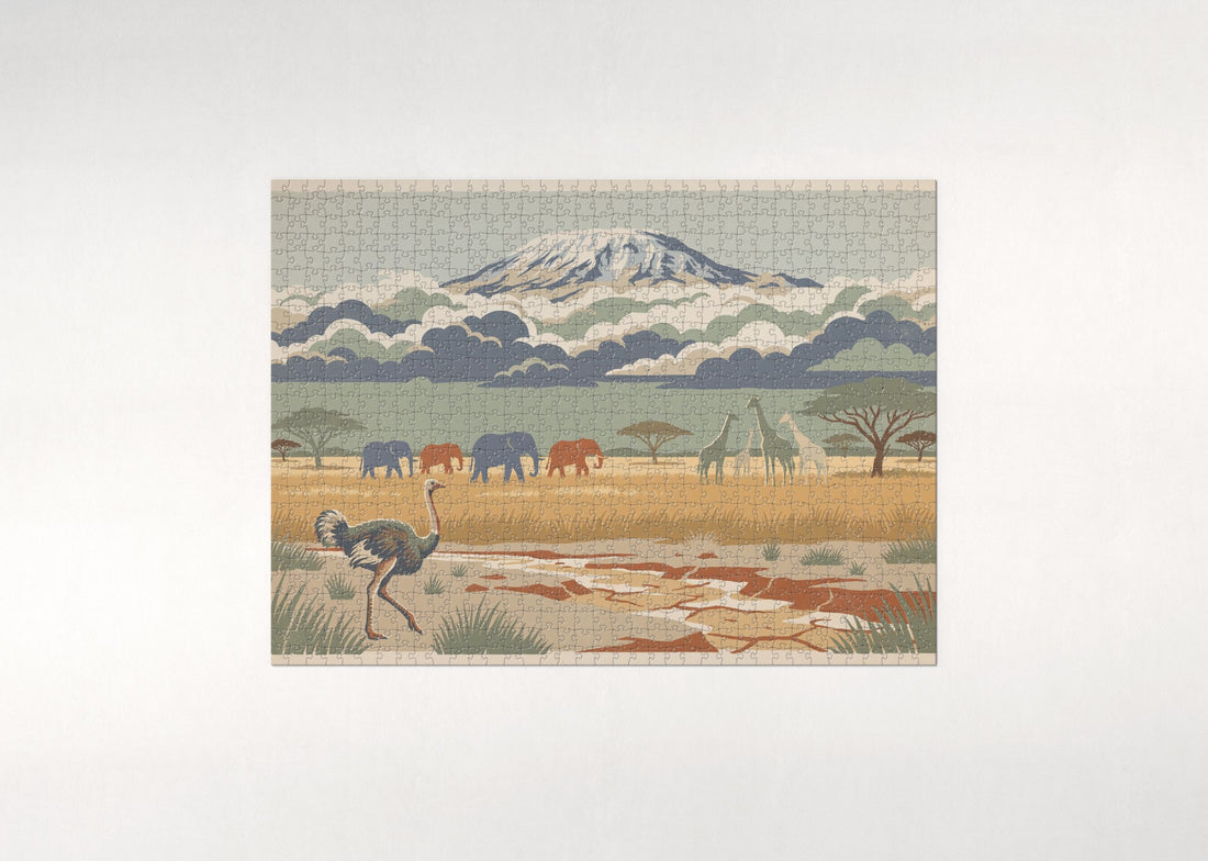 Kilimanjaro Snowcap Above the Acacia Plains jigsaw puzzle - gift box
