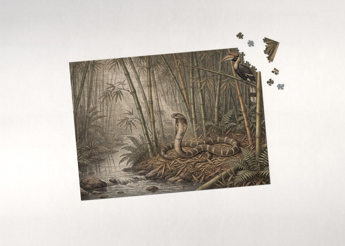 King Cobra in the Bamboo jigsaw puzzle - puzzle with loose pieces