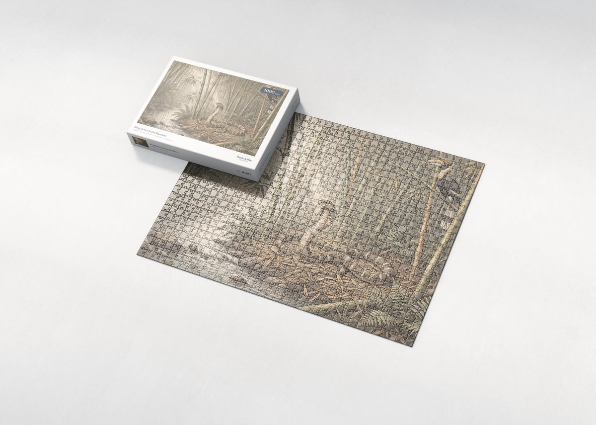 King Cobra in the Bamboo jigsaw puzzle - box and puzzle