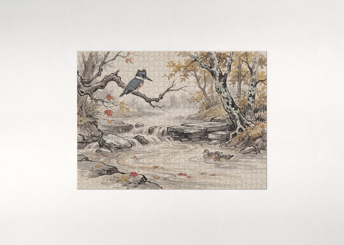 Kingfisher at the Autumn Creek jigsaw puzzle - gift box