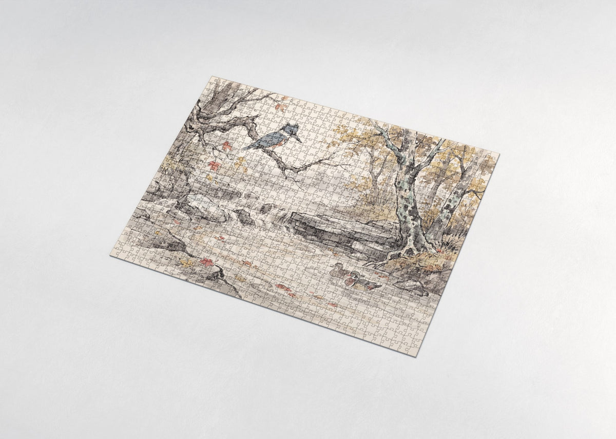 Kingfisher at the Autumn Creek jigsaw puzzle - assembled puzzle