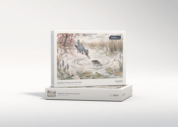 Kingfisher Diving at the Lily Pond jigsaw puzzle - gift box