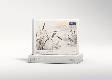 Kingfisher in the Morning Mist Marsh jigsaw puzzle - gift box