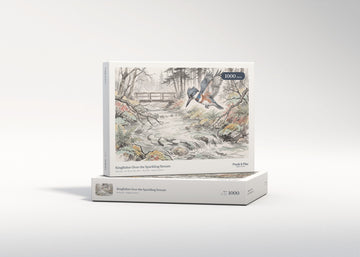 Kingfisher Over the Sparkling Stream jigsaw puzzle - gift box