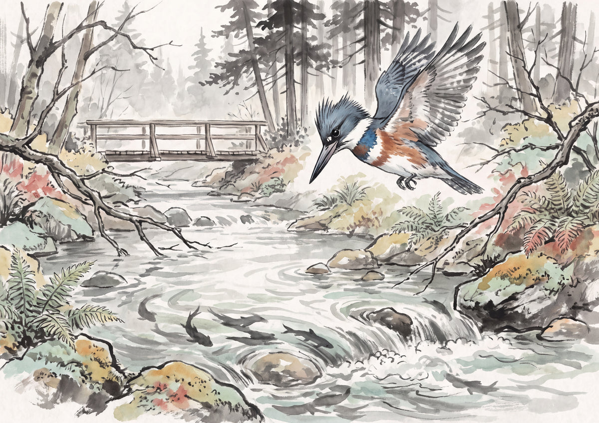 Kingfisher Over the Sparkling Stream jigsaw puzzle