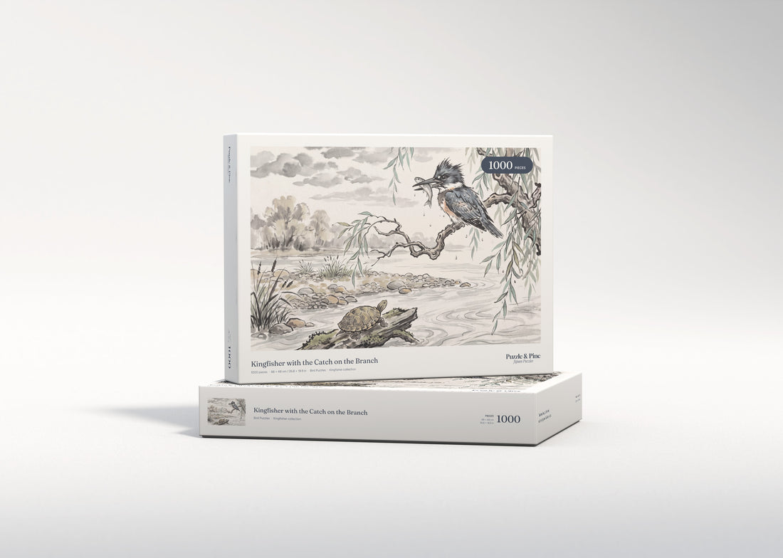 Kingfisher with the Catch on the Branch jigsaw puzzle - gift box