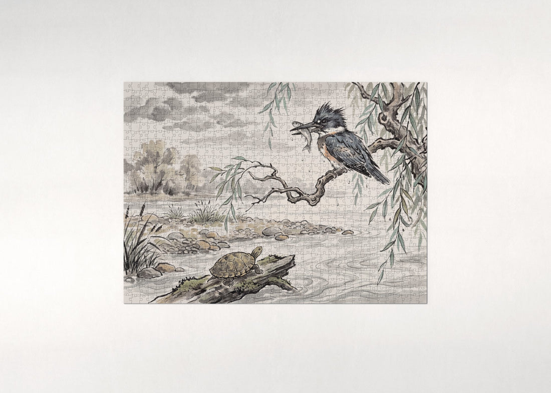 Kingfisher with the Catch on the Branch jigsaw puzzle - gift box