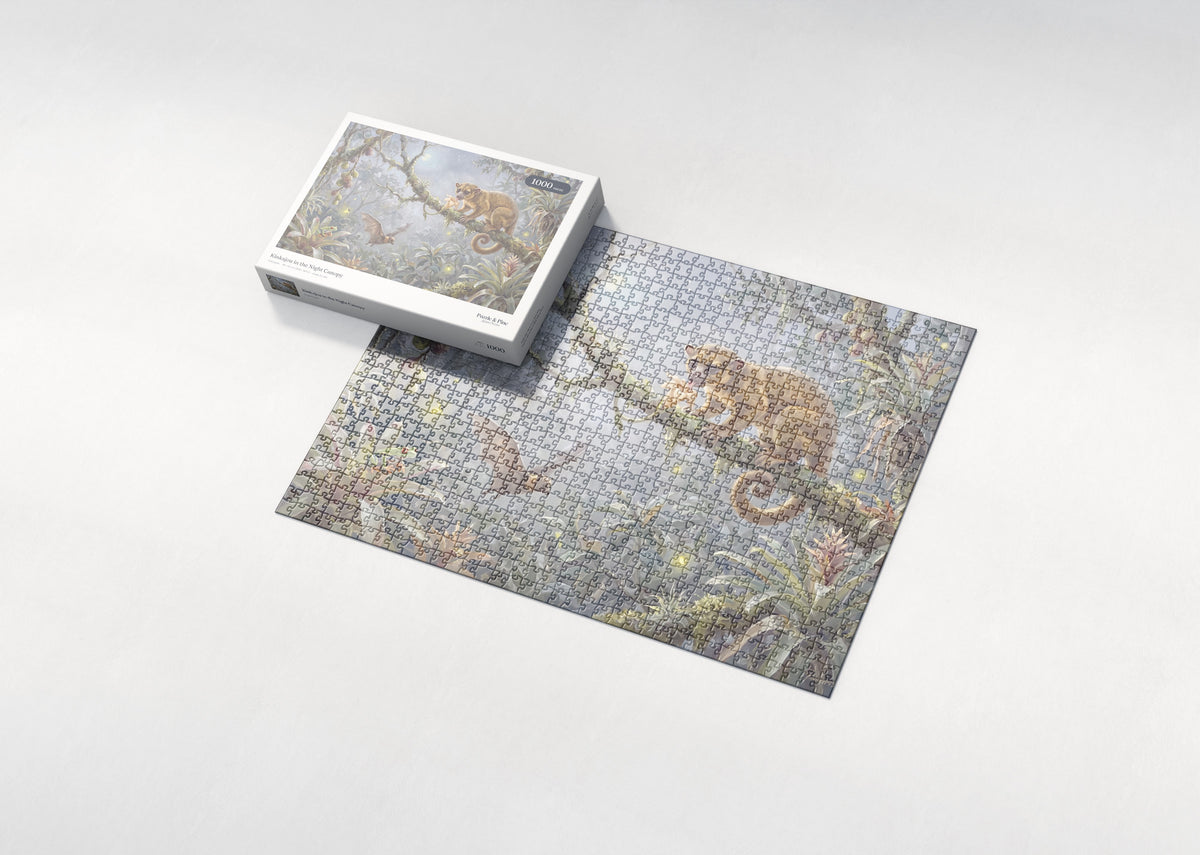 Kinkajou in the Night Canopy jigsaw puzzle - box and puzzle